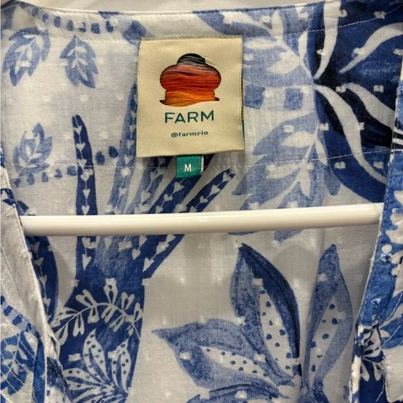 FARM Rio Blue and White Leaf Print Kimono - Picture 2 of 2